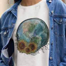 "Earth and Sunflowers" Unisex EcoSmart® Crewneck Sweatshirt - Earth Day